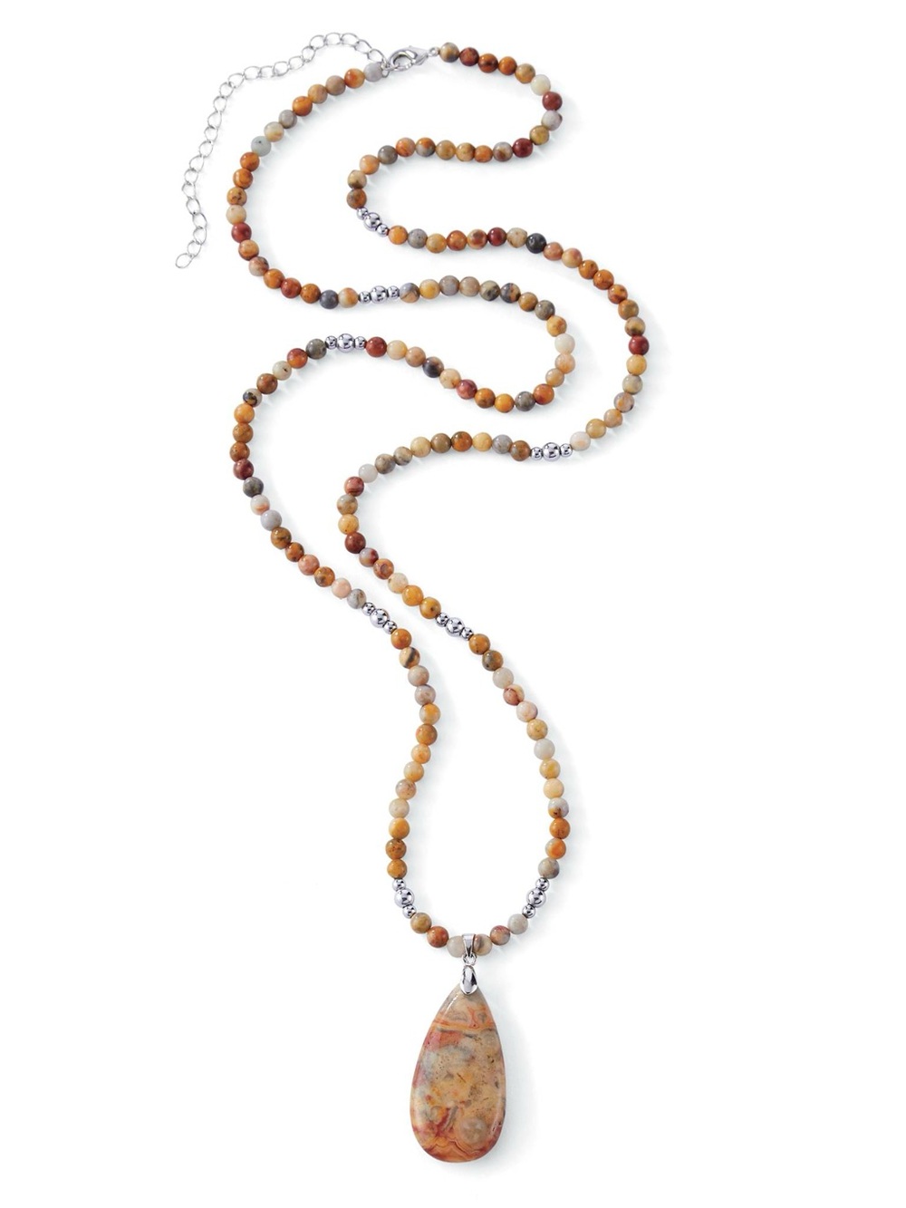 NWOT! Natural Agate and Hematite Long Necklace, 30”-34”